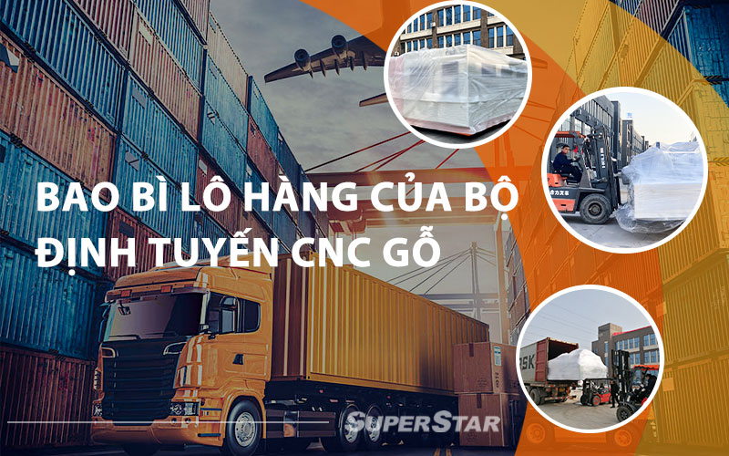 Bộ định tuyến CNC gỗ trong bao bì